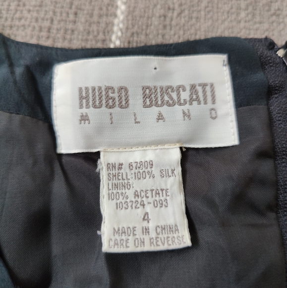 Vtg 90s Hugo Buscati Milano Silk Sheath Mini Dress - Picture 2 of 7